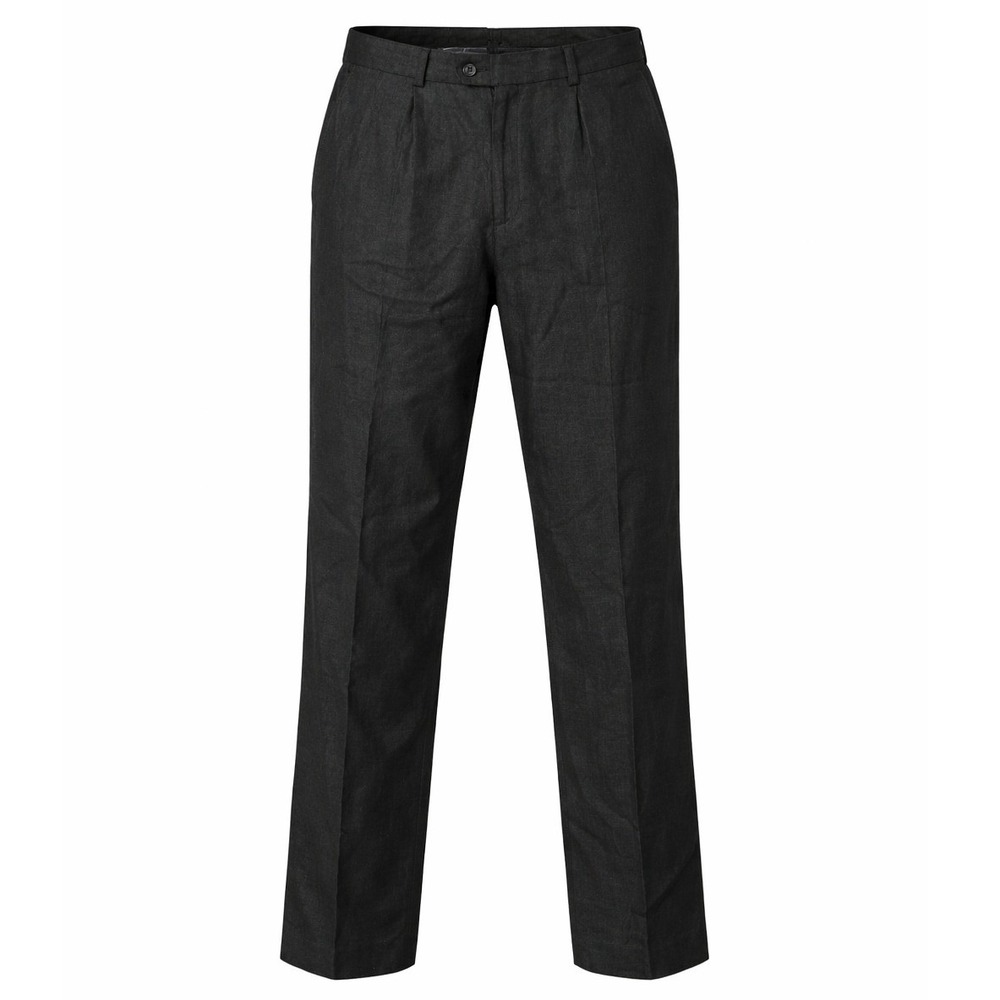 Cubavera Pleated Dress Pants Mens 34x32 Charcoal Gray Linen Blend Herringbone